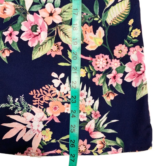 12PM By Mon Ami Navy Bright Floral Pattern Blouse - Picture 7 of 10